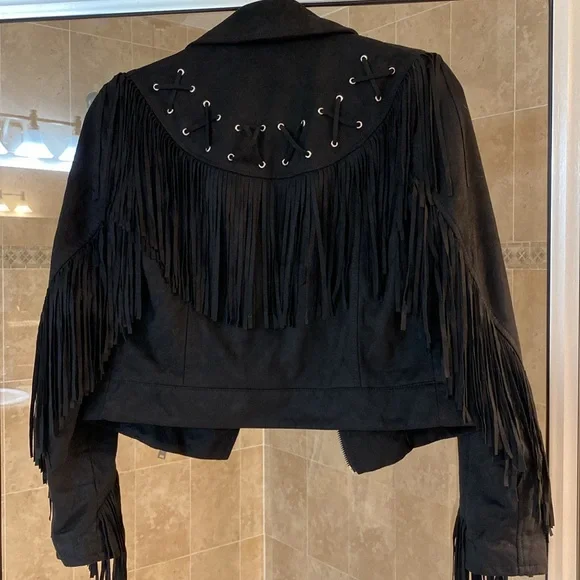 Zara Faux Suede Fringe Jacket - Picture 2 of 6